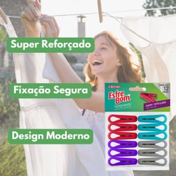 Kit 12 Prendedores para Roupas Esfrebom Maxxi - Super Reforçado - 2