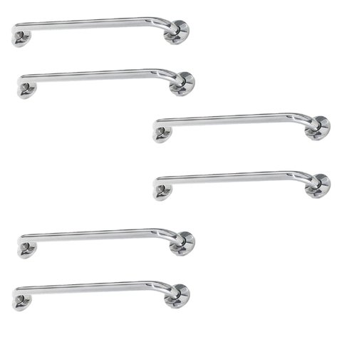 Alça de Apoio Inox Barra 60cm Kit 6 Unidades Banheiro Idoso Cadeirante Gestante Segurança Acessibili