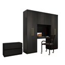 Ver imagem 2 de Guarda Roupa Solteiro 6 Portas 2 Gavetas Porto Preto com Escrivaninha