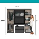 Ver imagem 5 de Guarda Roupa Solteiro 6 Portas 2 Gavetas Porto Preto com Escrivaninha