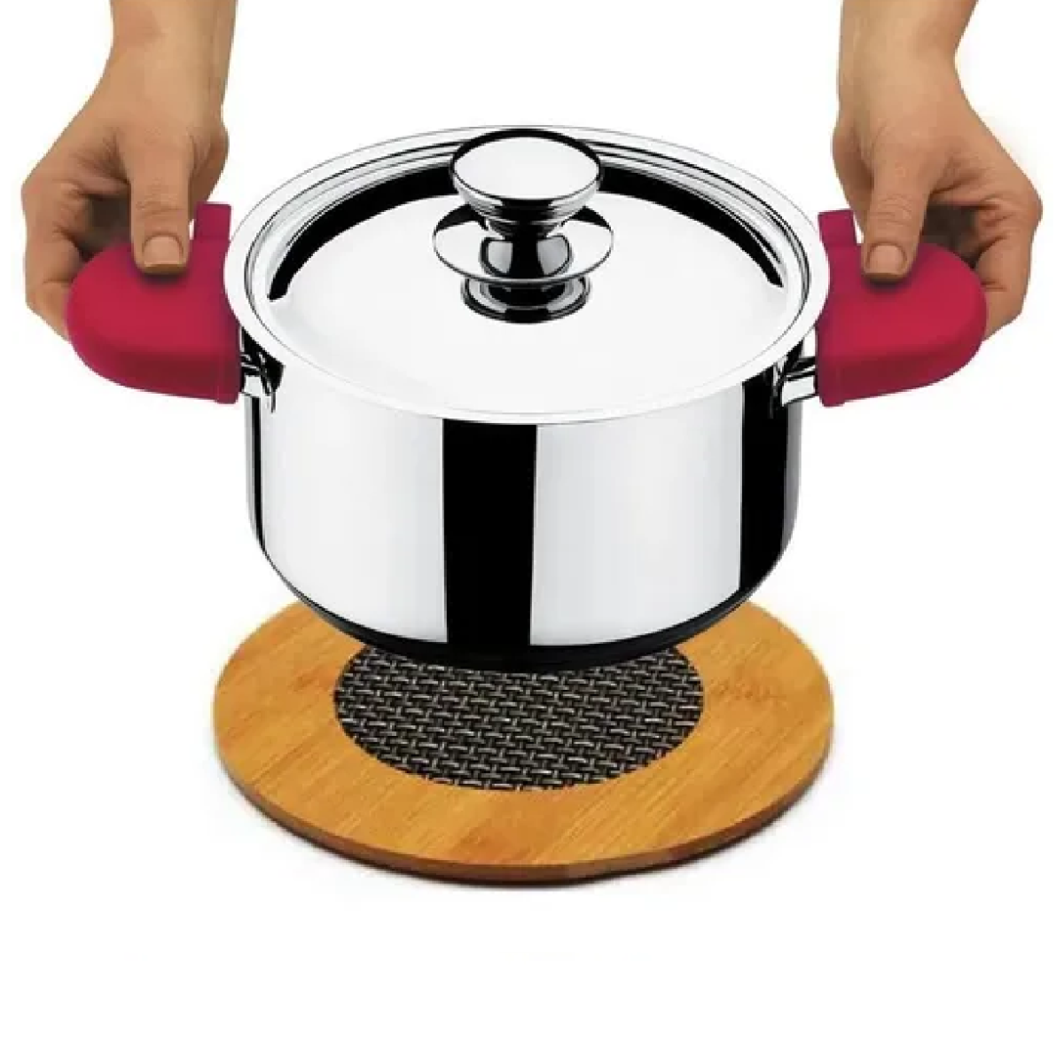 Descanso de Panela Estilo Bambu Interponte 16,5x16,5cm 5un Formato:redondo - 3