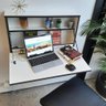 Escrivaninha Mesa Suspensa Dobrável 68cm - Branco/Preto - 1