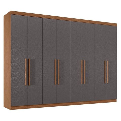 Guarda Roupa Casal 8 Portas 4 Gavetas Master New Jatobá Grafite Acetinado - Santos Andirá