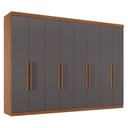Ver imagem 1 de Guarda Roupa Casal 8 Portas 4 Gavetas Master New Jatobá Grafite Acetinado - Santos Andirá