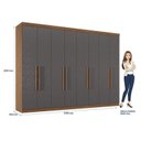 Ver imagem 5 de Guarda Roupa Casal 8 Portas 4 Gavetas Master New Jatobá Grafite Acetinado - Santos Andirá