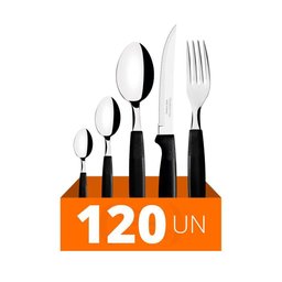 Faqueiro Ipanema 120 Peças Lâminas em Aço Inox Cabo Preto Ptop - Tramontina - 3