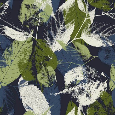 Papel de Parede Decorativo Folhagem em Close Fundo Azul 2,5m