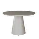 Ver imagem 1 de Mesa de Jantar Redonda para 4 Lugares 120cm Liz Base Cone Tampo Vidro Off White Ccs