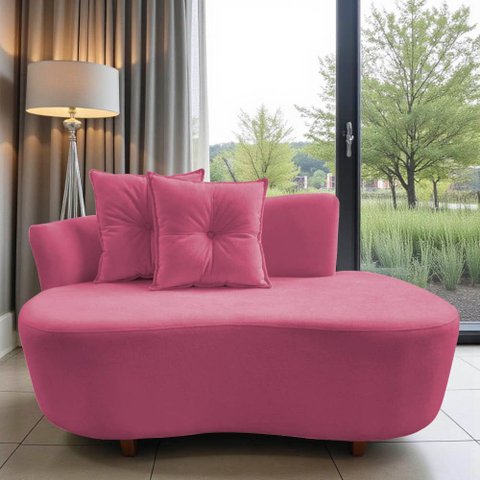 Namoradeira Sofá Feijão Suria Orgânica Veludo Rosa