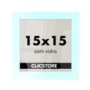 Ver imagem 1 de Kit 10 Molduras 15x15cm com Vidro e Fundo para Quadros Fotos Cor:branco