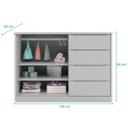Ver imagem 3 de Cômoda Sapateira 4 Gavetas 2 Portas com Cabideiro Infantil Pérola Cinza - Phoenix Baby