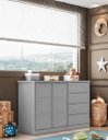Ver imagem 2 de Cômoda Sapateira 4 Gavetas 2 Portas com Cabideiro Infantil Pérola Cinza - Phoenix Baby