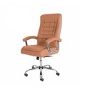 Ver imagem 2 de Cadeira de Escritório Presidente Fox Base Cromada com Rodinha Molas Ensacadas Caramelo C351