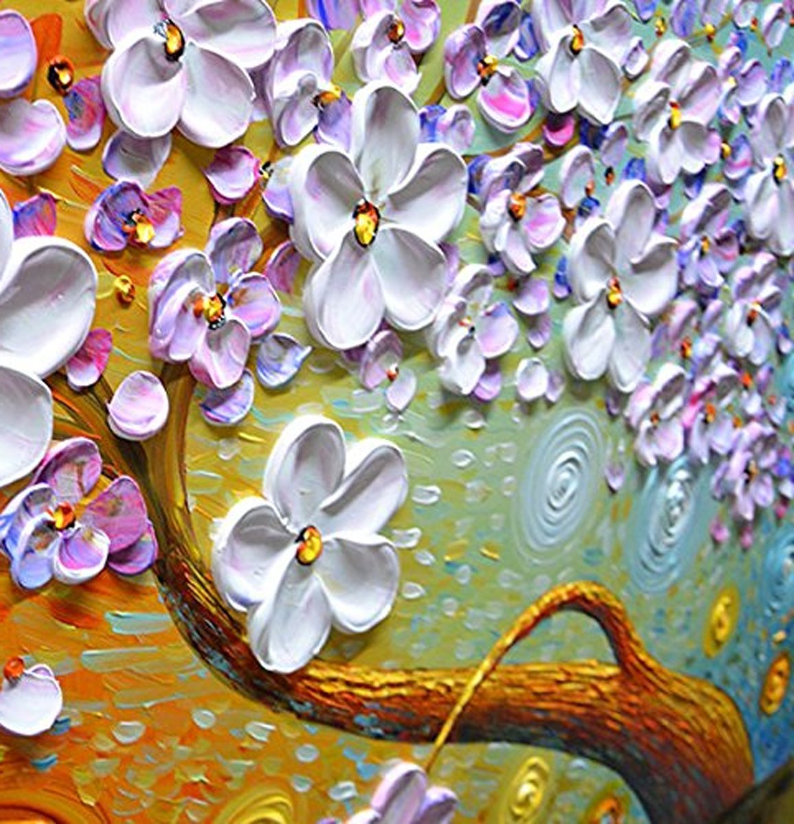 Quadro Pintura Tela colorida estrelado floral textura 5406: 100cm (A) x 200cm (L) - 4