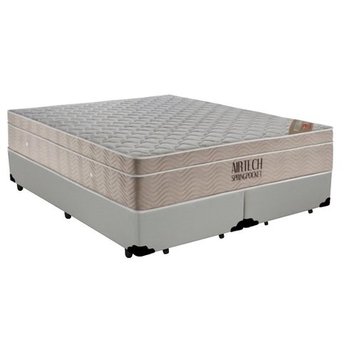 Cama Box King Bipartido Sintético + Colchão Molas Ensacadas ISO SpringPocket Ortobom 65x193x203