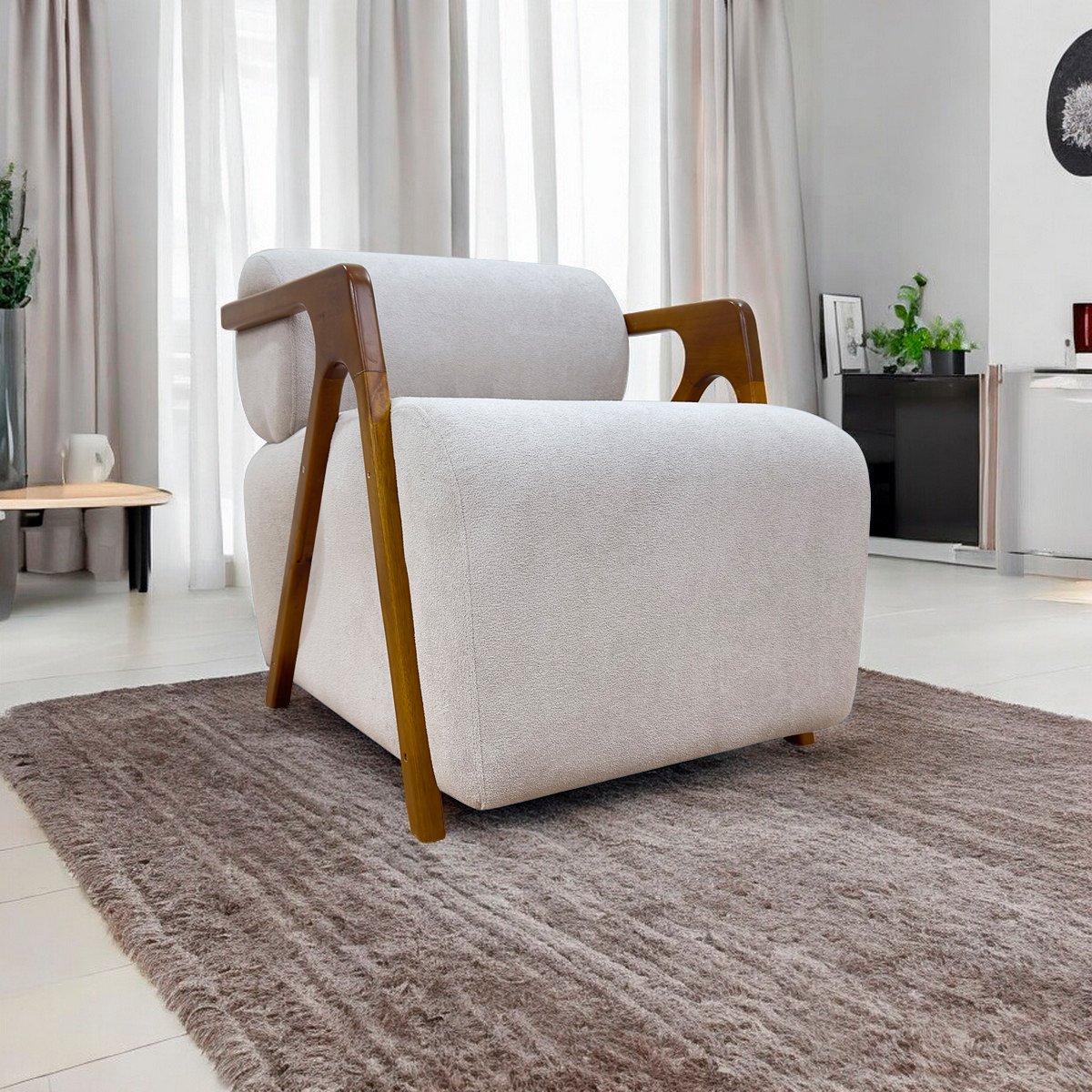 Poltrona Decorativa para Sala Moderna Chloe Bouclê Persa Premium Cores - 2