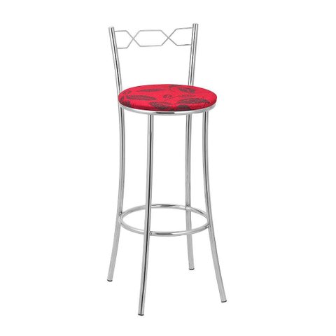 Kit 2 Banquetas Cromadas Assento Espuma D15 Vermelho