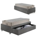 Ver imagem 1 de Base Box Cama Solteirão Sapateira Courino Linho Cinza e Colchão Airtech Ortobom 96x203