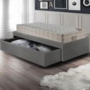 Ver imagem 6 de Base Box Cama Solteirão Sapateira Courino Linho Cinza e Colchão Airtech Ortobom 96x203