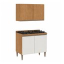 Ver imagem 2 de Cozinha Compacta Paris 2 Peças com Balcão Cooktop Menu Móveis Freijó/Branco