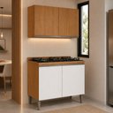 Ver imagem 1 de Cozinha Compacta Paris 2 Peças com Balcão Cooktop Menu Móveis Freijó/Branco