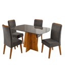 Ver imagem 2 de Mesa de Jantar 4 Lugares Lunara com Vidro Mel/grafite/cinza - Viero Móveis