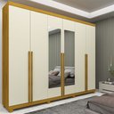 Ver imagem 1 de Guarda-Roupa Casal Elaris 6 Portas 4 Gavetas com Espelho 100% MDF Naturale/Off White - Pnr Móveis