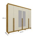 Ver imagem 4 de Guarda-Roupa Casal Elaris 6 Portas 4 Gavetas com Espelho 100% MDF Naturale/Off White - Pnr Móveis