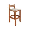 Ver imagem 4 de Kit 2 Banquetas Luxo Baixa Ibiza - Base em Madeira Maciça - Estofado em Linho