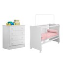 Ver imagem 1 de Quarto Infantil Berço e Cômoda Certificado Inmetro Branco - Meu Soninho