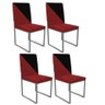 Kit 04 Cadeira Sala De Jantar Ferro Cinza Vermelho E Preto - 1