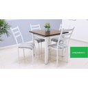 Ver imagem 1 de MESA DE JANTAR cozinha com 4 CADEIRAS Lisboa TAMPO MDF AÇO COR BRANCA moderna Ql. AÇo