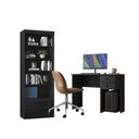 Ver imagem 1 de Escritório com Escrivaninha 2 Gavetas e Livreiro Multiuso com 2 Gavetas Preto - Fdecor