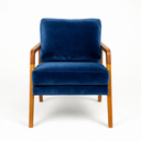 Ver imagem 4 de Kit 2 Poltronas Mona Luxo Madeira Maciça Veludo Azul para Sala de Estar Decorativa Moderna