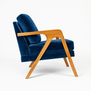 Ver imagem 5 de Kit 2 Poltronas Mona Luxo Madeira Maciça Veludo Azul para Sala de Estar Decorativa Moderna