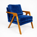 Ver imagem 3 de Kit 2 Poltronas Mona Luxo Madeira Maciça Veludo Azul para Sala de Estar Decorativa Moderna