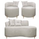 Ver imagem 1 de Sofá Namoradeira 2 Lugares Grecia Conceito Orgânico 145cm Bouclê Bege Sofa Store