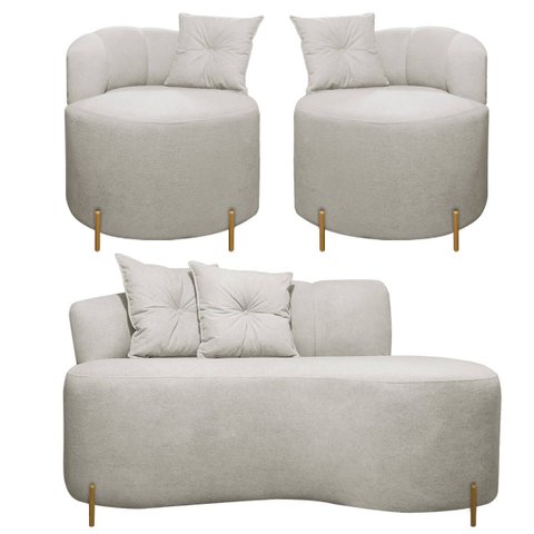 Sofá Namoradeira 2 Lugares Grecia Conceito Orgânico 145cm Bouclê Bege Sofa Store