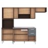Armário de Cozinha Compacta Completa 244cm Balcão e Pia Inox Livy P11 Chocolate/Cinza Grafite - Mpoz - 3