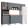 Armário de Cozinha Compacta Completa 244cm Balcão e Pia Inox Livy P11 Chocolate/Cinza Grafite - Mpoz - 1
