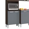 Armário de Cozinha Compacta Completa 244cm Balcão e Pia Inox Livy P11 Chocolate/Cinza Grafite - Mpoz - 5