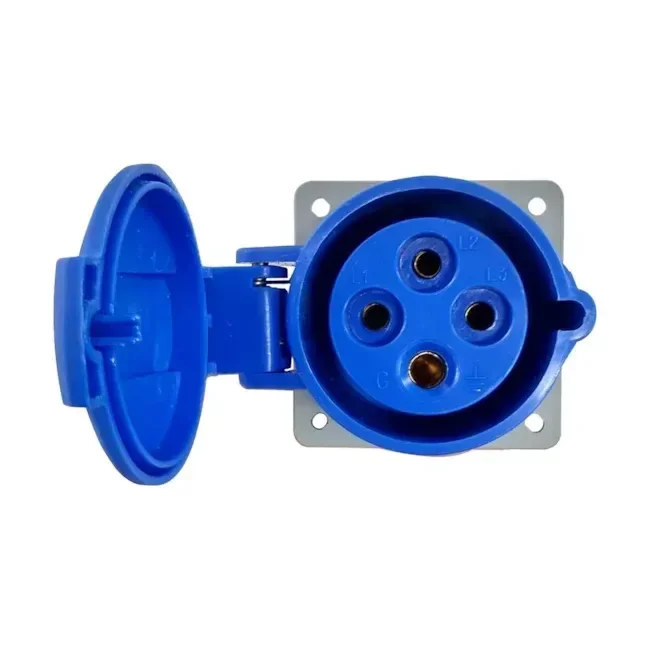 Tomada de Embutir Angulada Painel Flange 3p+t200-250v16aip44 9h Azul Abb