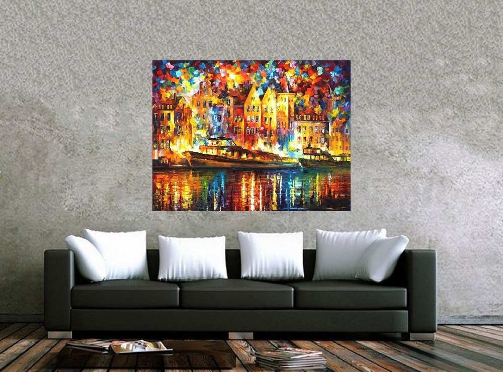 Quadro Pintura Tela Cidade Paisagem Urbana 4015: 90cm (A) x 120cm (L) - 2