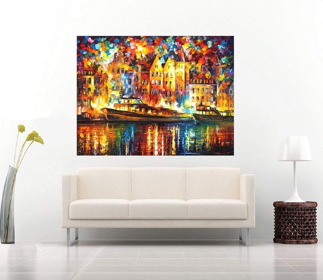 Quadro Pintura Tela Cidade Paisagem Urbana 4015: 90cm (A) x 120cm (L) - 3