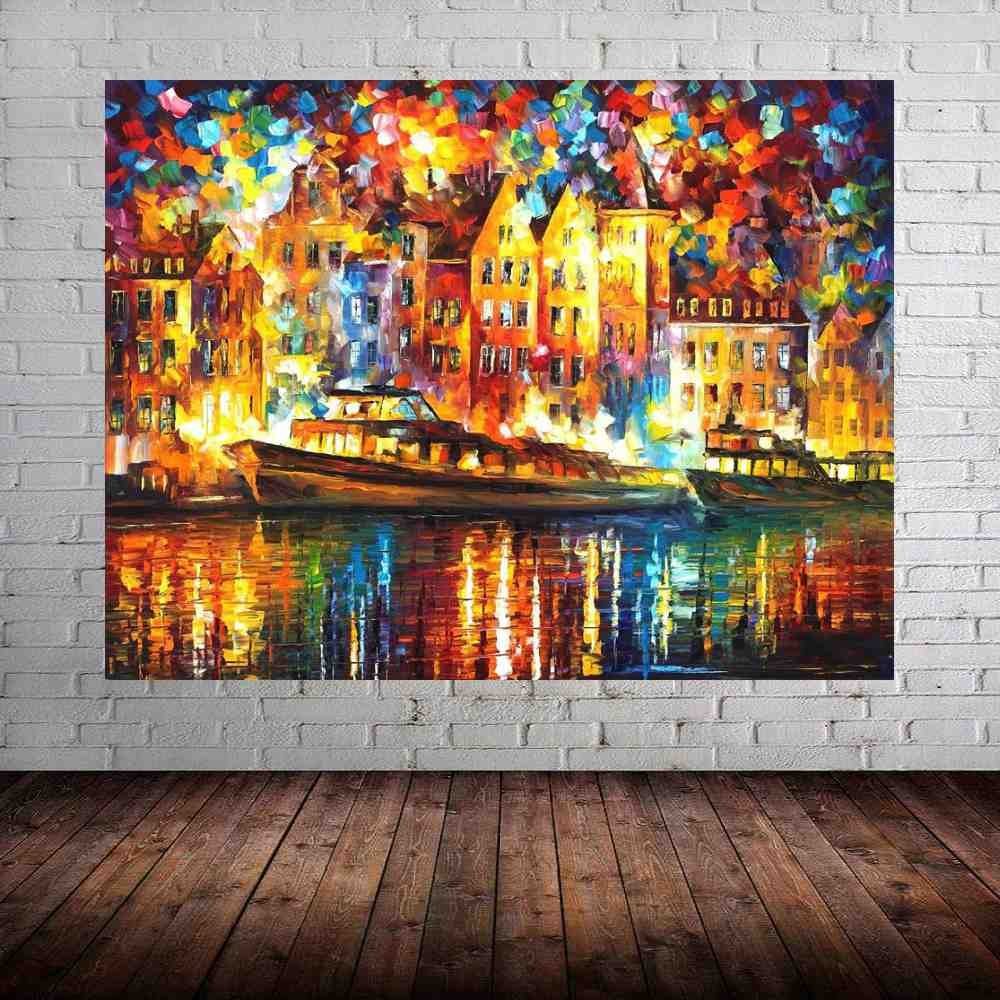 Quadro Pintura Tela Cidade Paisagem Urbana 4015: 90cm (A) x 120cm (L) - 1