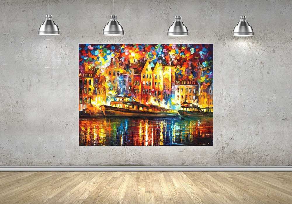 Quadro Pintura Tela Cidade Paisagem Urbana 4015: 90cm (A) x 120cm (L) - 4