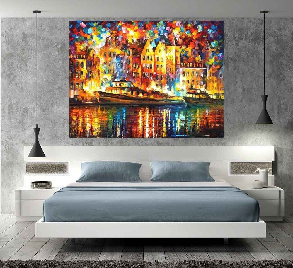 Quadro Pintura Tela Cidade Paisagem Urbana 4015: 90cm (A) x 120cm (L) - 5