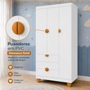 Ver imagem 6 de Guarda Roupa Infantil Apolo 3 Portas 3 Gavetas Cabideiro Branco Fosco
