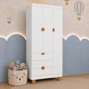 Ver imagem 1 de Guarda Roupa Infantil Apolo 3 Portas 3 Gavetas Cabideiro Branco Fosco
