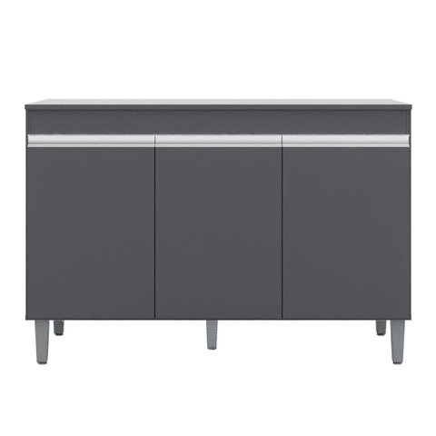 Balcão de Pia Cozinha Manu 120 Cm Cinza sem Tampo Ajl Móveis